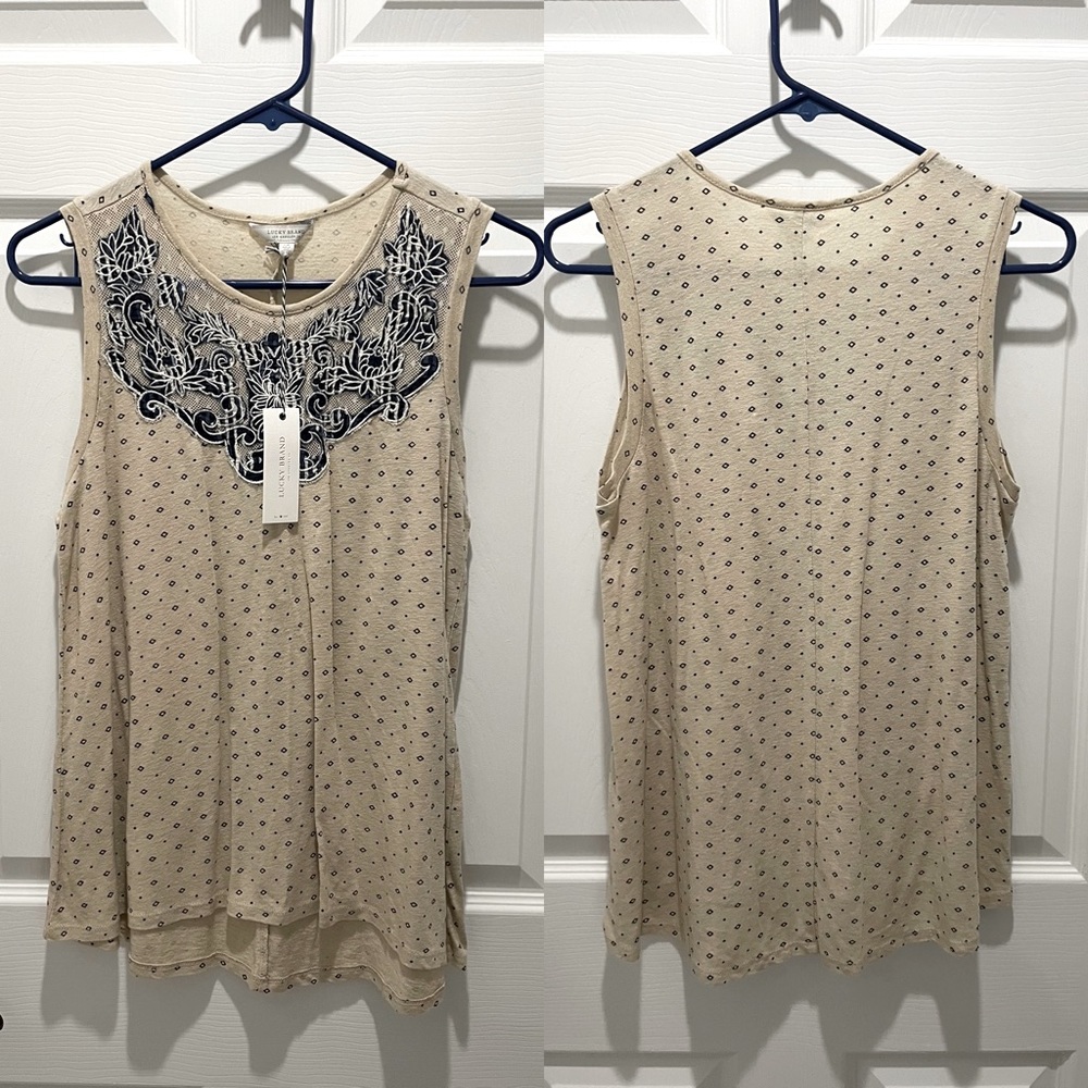 Lucky Brand embroidered appliqué tank